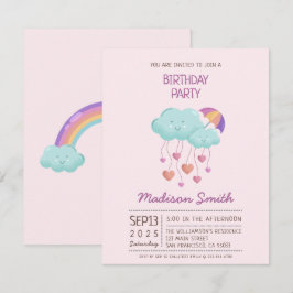 Tarjeta de cumpleaños de paraguas colorido con nub