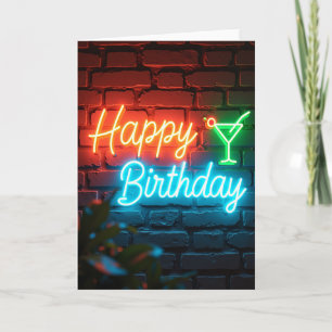 Tarjeta de cumpleaños de pared de neón