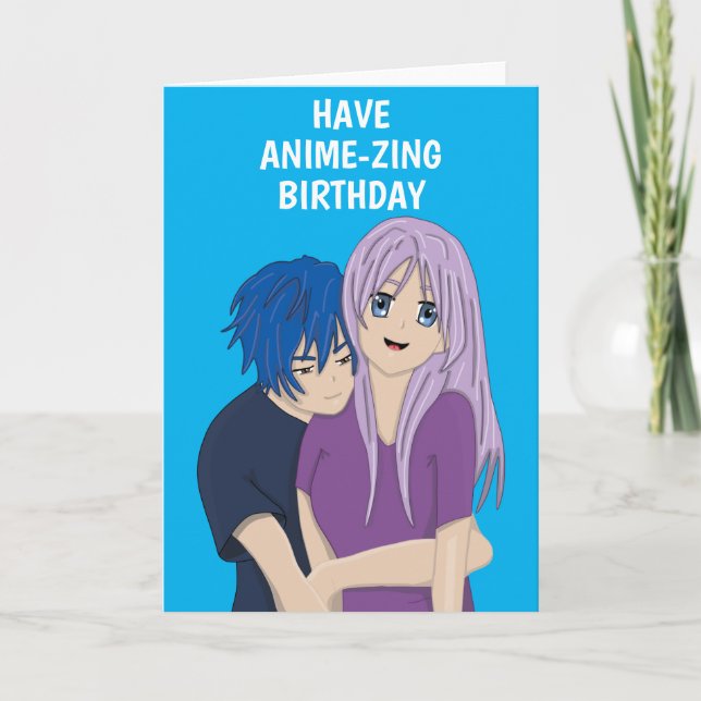 Tarjeta de cumpleaños de pareja Anime Manga (Anverso)