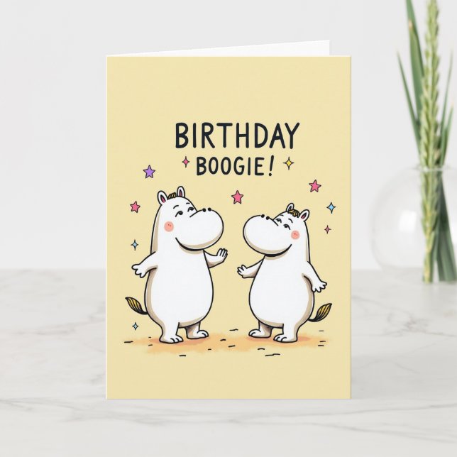 Tarjeta de cumpleaños de pareja de animales alegre (Anverso)