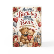 Tarjeta de cumpleaños de pareja de osos lindos par