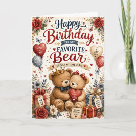 Tarjeta de cumpleaños de pareja de osos lindos par