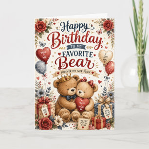 Tarjeta de cumpleaños de pareja de osos lindos par