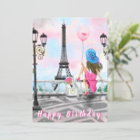 Tarjeta de cumpleaños de París con Torre Eiffel