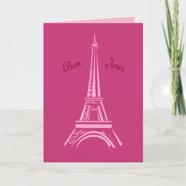 Tarjeta de cumpleaños de París Hot Pink (Anverso)