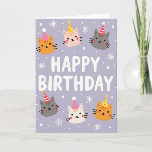 Tarjeta de cumpleaños de Party Cats (Anverso)