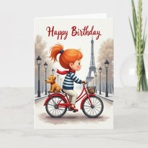 Tarjeta de cumpleaños de paseo en bicicleta alegre