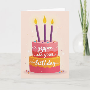 Tarjeta de cumpleaños de pastel alegre