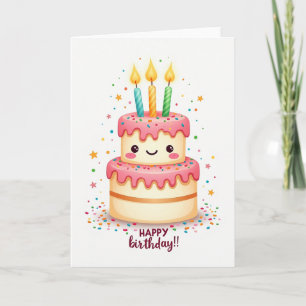 Tarjeta de cumpleaños de pastel alegre