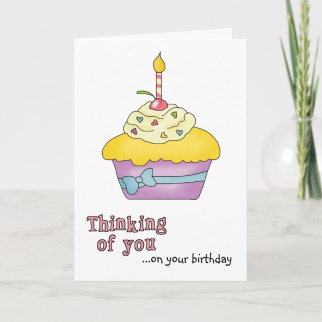 Tarjeta de cumpleaños de pastel amarillo (Anverso)