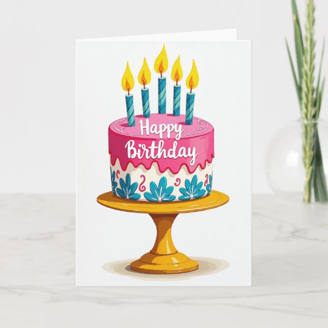 Tarjeta de cumpleaños de pastel artístico (Anverso)