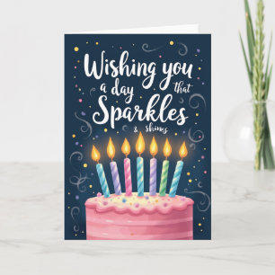 Tarjeta de cumpleaños de pastel brillante