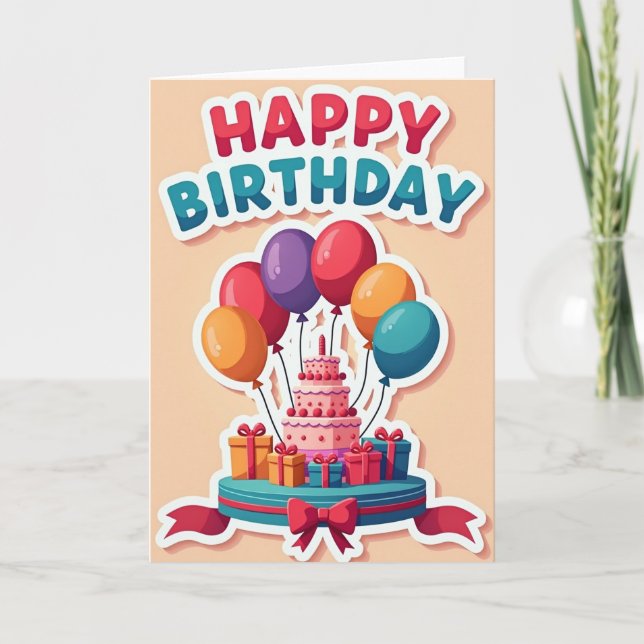 Tarjeta de cumpleaños de pastel caprichoso (Anverso)