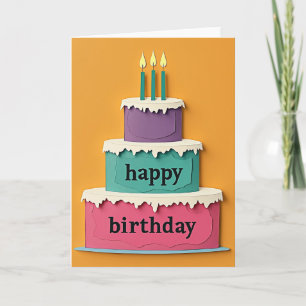 Tarjeta de cumpleaños de pastel colorido dulce