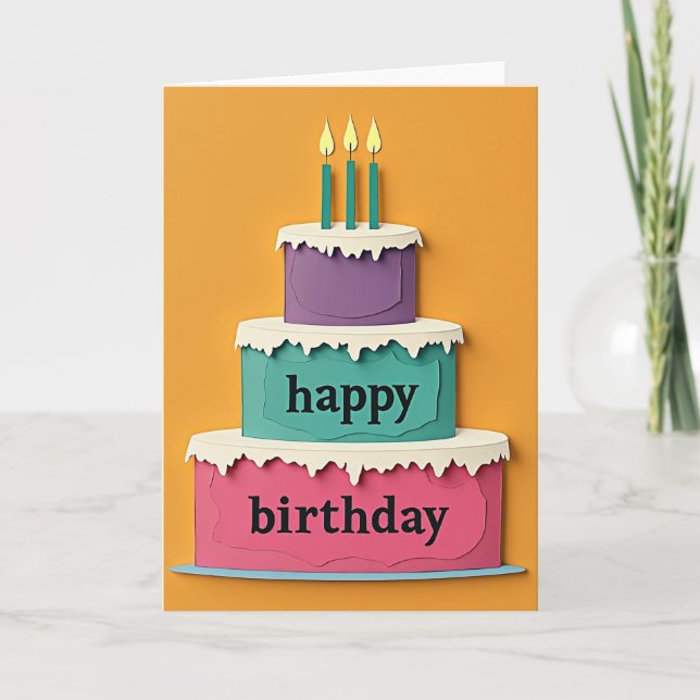 Tarjeta de cumpleaños de pastel colorido dulce (Anverso)