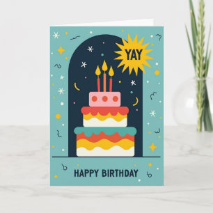 Tarjeta de cumpleaños de pastel con arcada