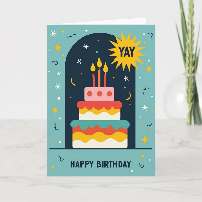 Tarjeta de cumpleaños de pastel con arcada (Anverso)