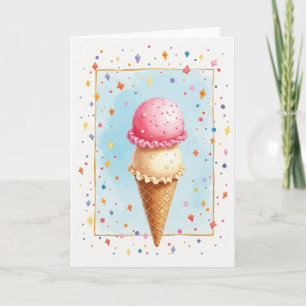Tarjeta de cumpleaños de pastel con confeti