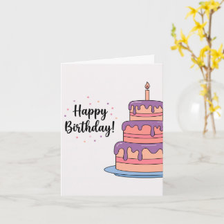 Tarjeta de cumpleaños de pastel con glaseado morad