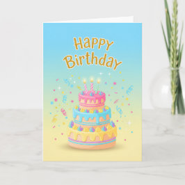 Tarjeta de cumpleaños de pastel con goteo