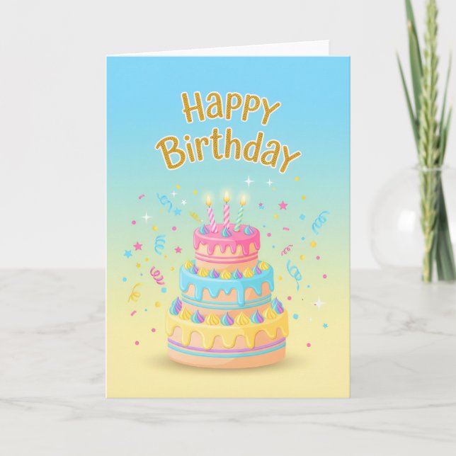 Tarjeta de cumpleaños de pastel con goteo (Anverso)
