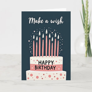 Tarjeta de cumpleaños de pastel con lunares