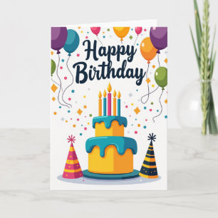 Tarjeta de cumpleaños de pastel con lunares