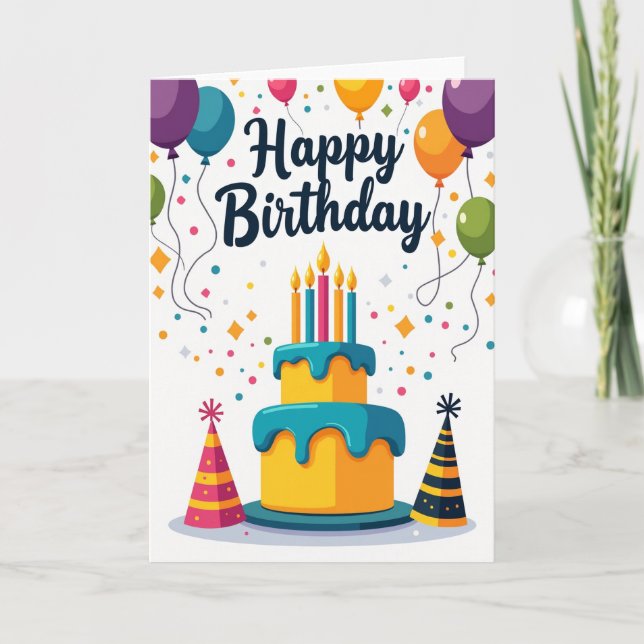 Tarjeta de cumpleaños de pastel con lunares (Anverso)