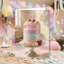 Tarjeta de cumpleaños de pastel con tonos pastel c