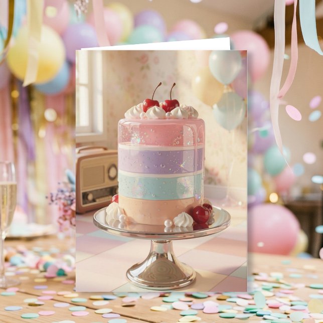 Tarjeta de cumpleaños de pastel con tonos pastel c (Subido por el creador)