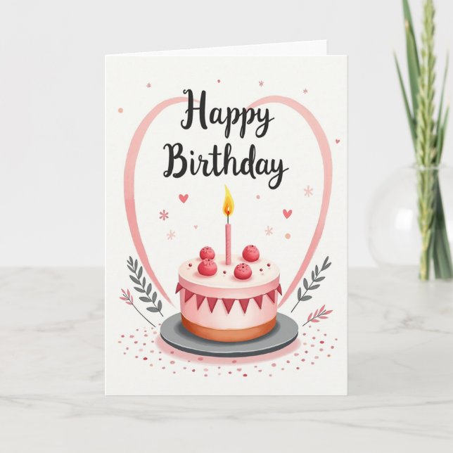 Tarjeta de cumpleaños de pastel de Bunting (Anverso)