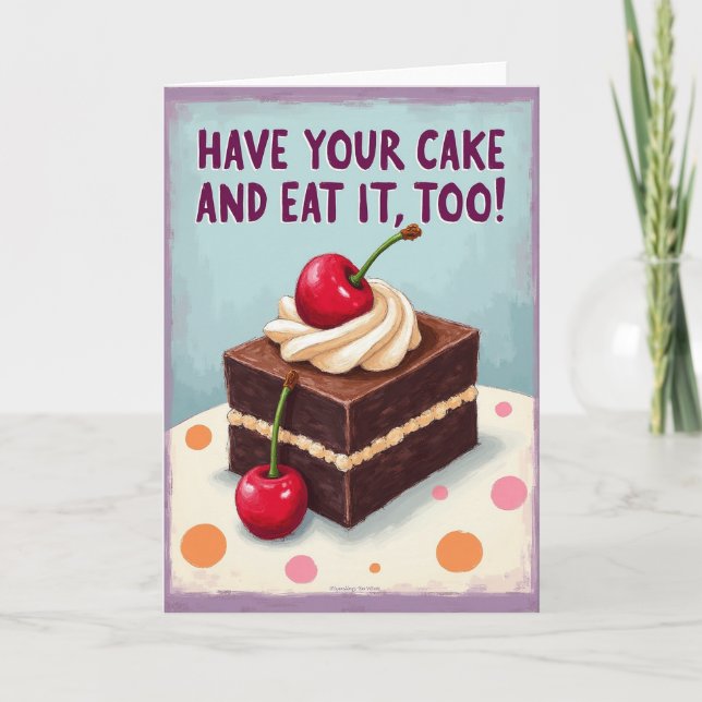Tarjeta de cumpleaños de pastel de capas divertido (Anverso)