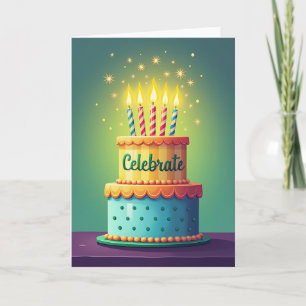 Tarjeta de cumpleaños de pastel de celebración