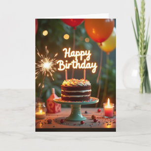 Tarjeta de cumpleaños de pastel de chocolate