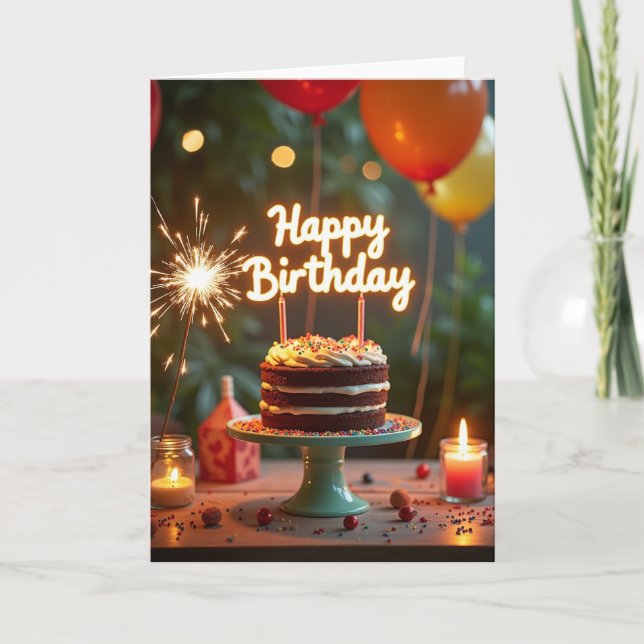 Tarjeta de cumpleaños de pastel de chocolate (Anverso)