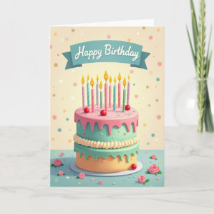 Tarjeta de cumpleaños de pastel de confección