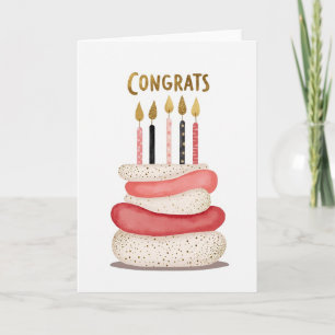 Tarjeta de cumpleaños de pastel de coral