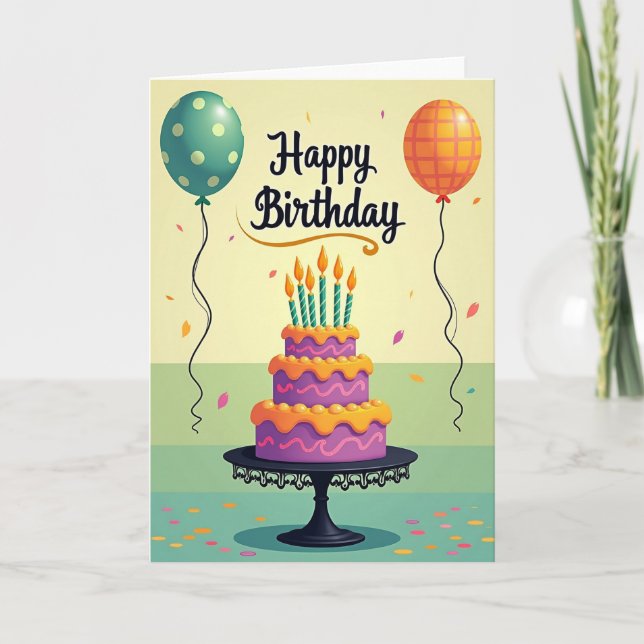 Tarjeta de cumpleaños de pastel de cumpleaños mora (Anverso)