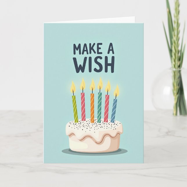 Tarjeta de cumpleaños de pastel de deseos (Anverso)