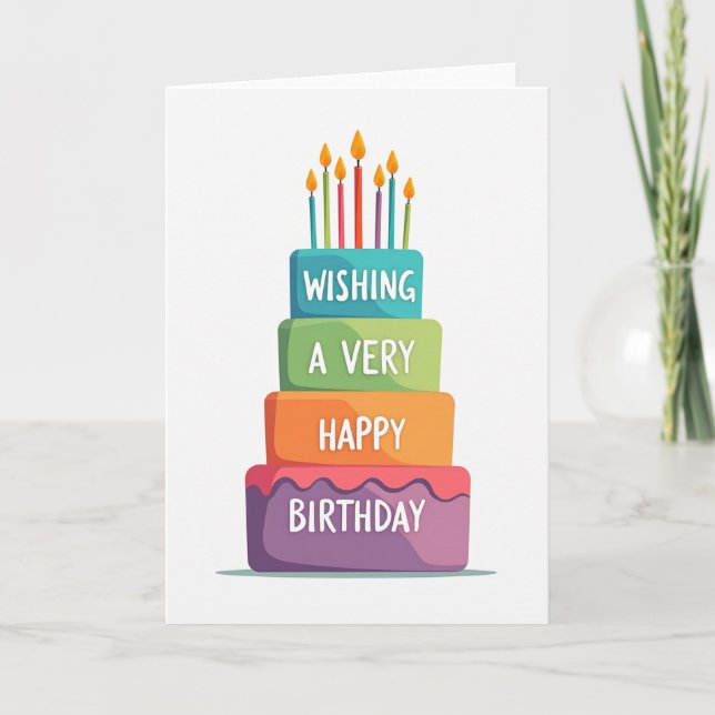 Tarjeta de cumpleaños de pastel de gradiente (Anverso)