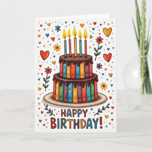 Tarjeta de cumpleaños de pastel de libro caprichos
