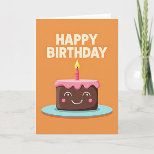 Tarjeta de cumpleaños de pastel de naranja