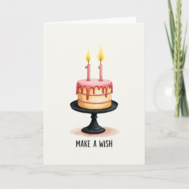 Tarjeta de cumpleaños de pastel de once (Anverso)