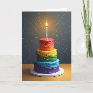 Tarjeta de cumpleaños de pastel de varios pisos vi