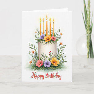 Tarjeta de cumpleaños de pastel de vela elegante