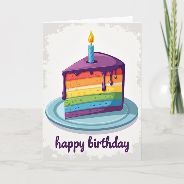Tarjeta de cumpleaños de pastel de violeta (Anverso)
