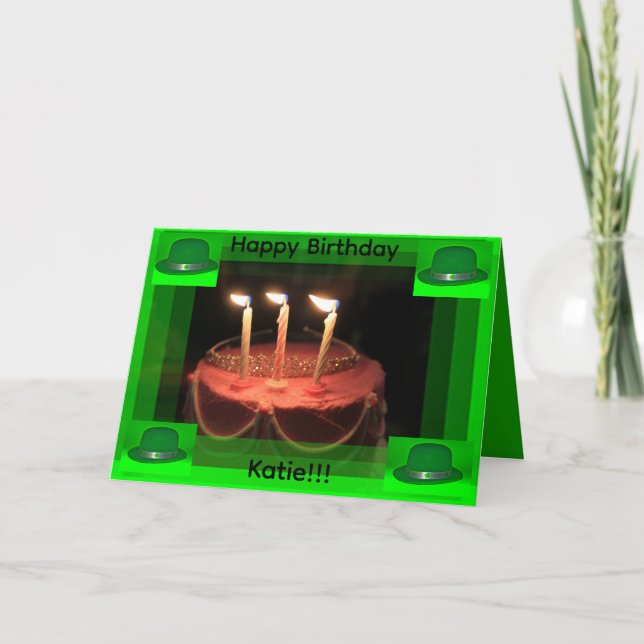 Tarjeta de cumpleaños de pastel del día de San Pat (Anverso)