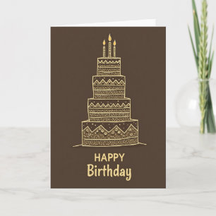 Tarjeta de cumpleaños de pastel dibujado