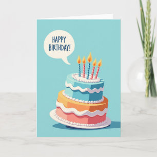 Tarjeta de cumpleaños de pastel gráfico