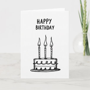Tarjeta de cumpleaños de pastel minimalista